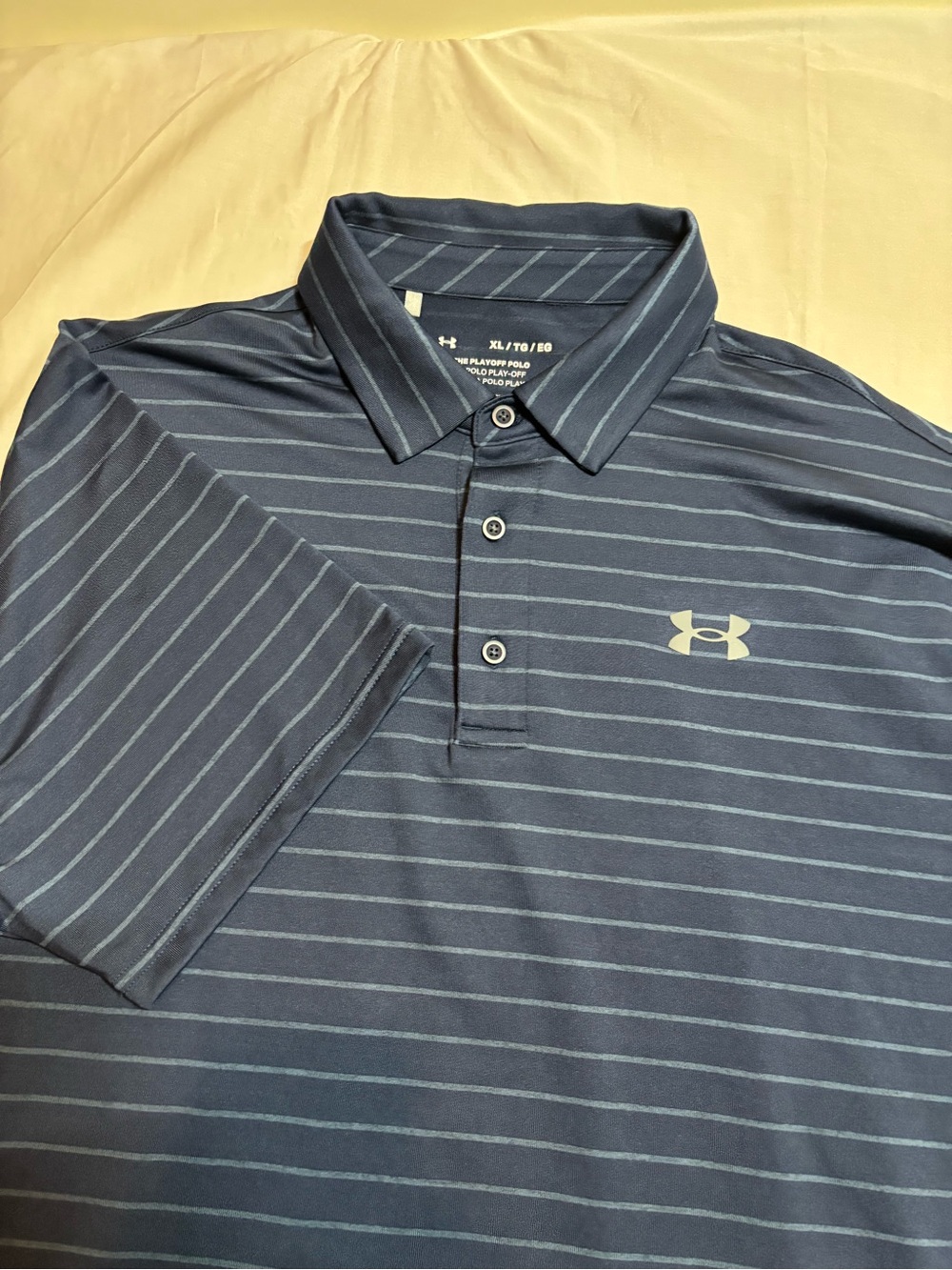 Under Armour Men's Navy Pinstripe Performance Polo xl